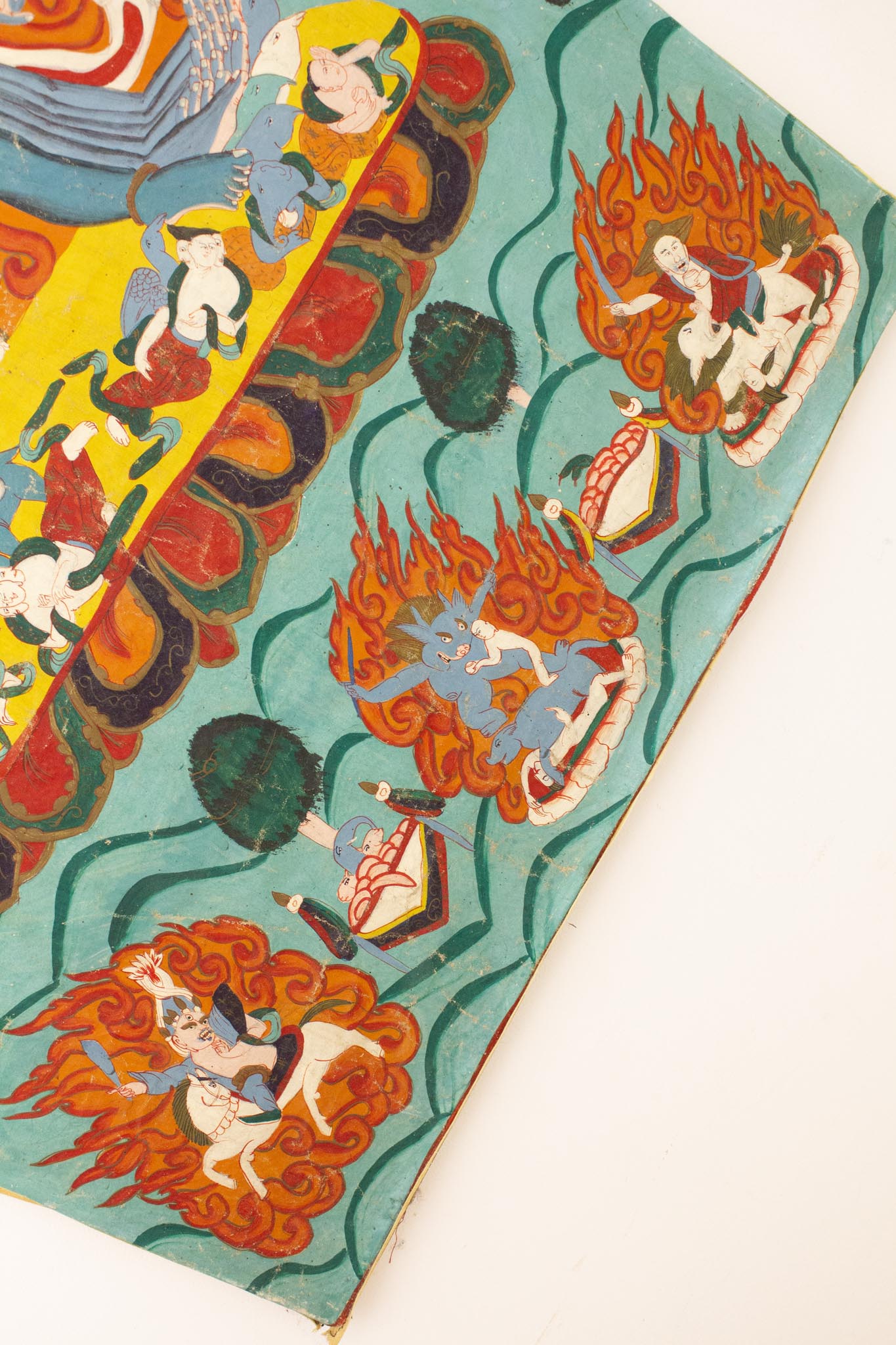 Antiek Tibetaans Boeddhistische thangka/ doek Vajrabhairava 1800-1900