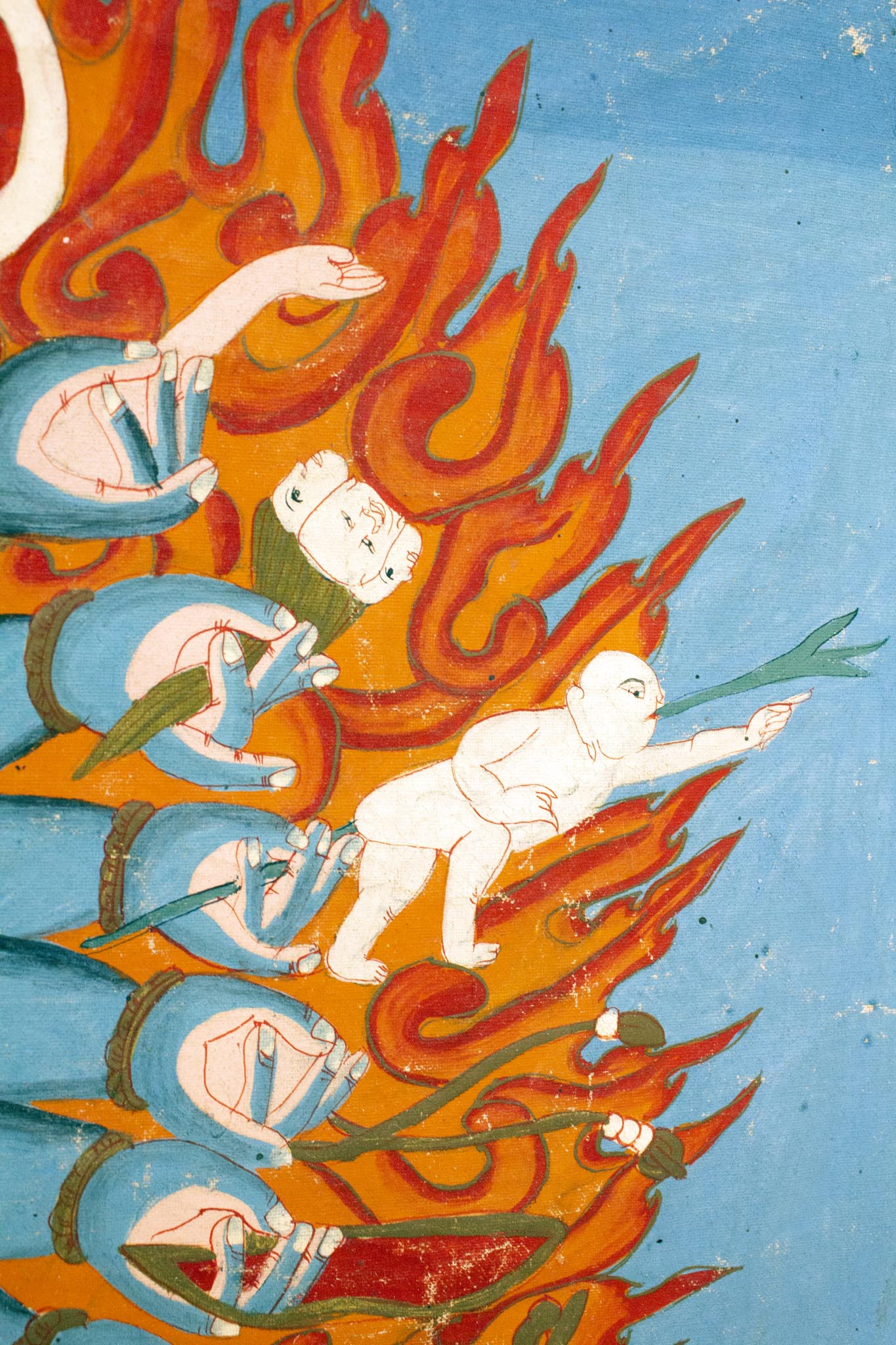 Antiek Tibetaans Boeddhistische thangka/ doek Vajrabhairava 1800-1900