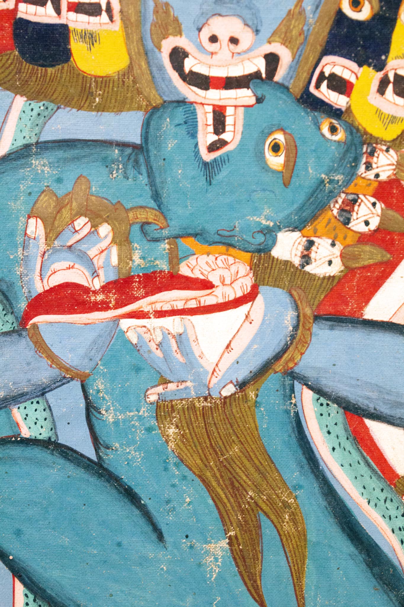Antiek Tibetaans Boeddhistische thangka/ doek Vajrabhairava 1800-1900