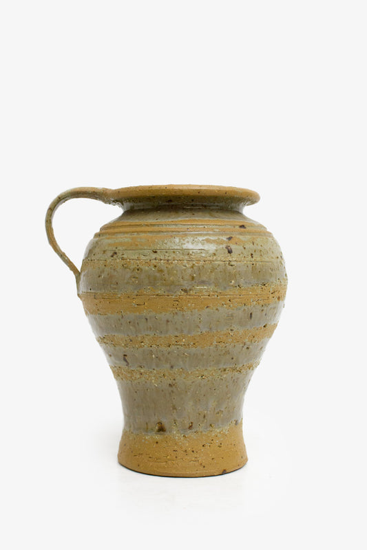 Antieke grijs-bruine vaas met 1 oor