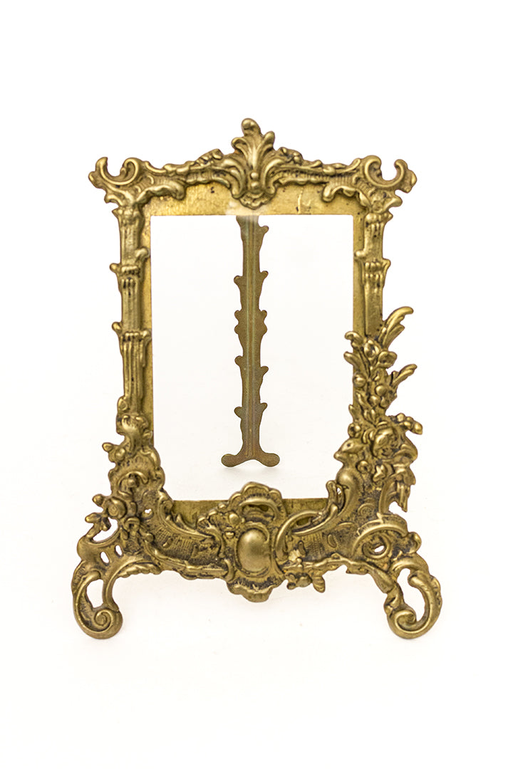 Antieke staande fotolijst van messing in Art Nouveau stijl