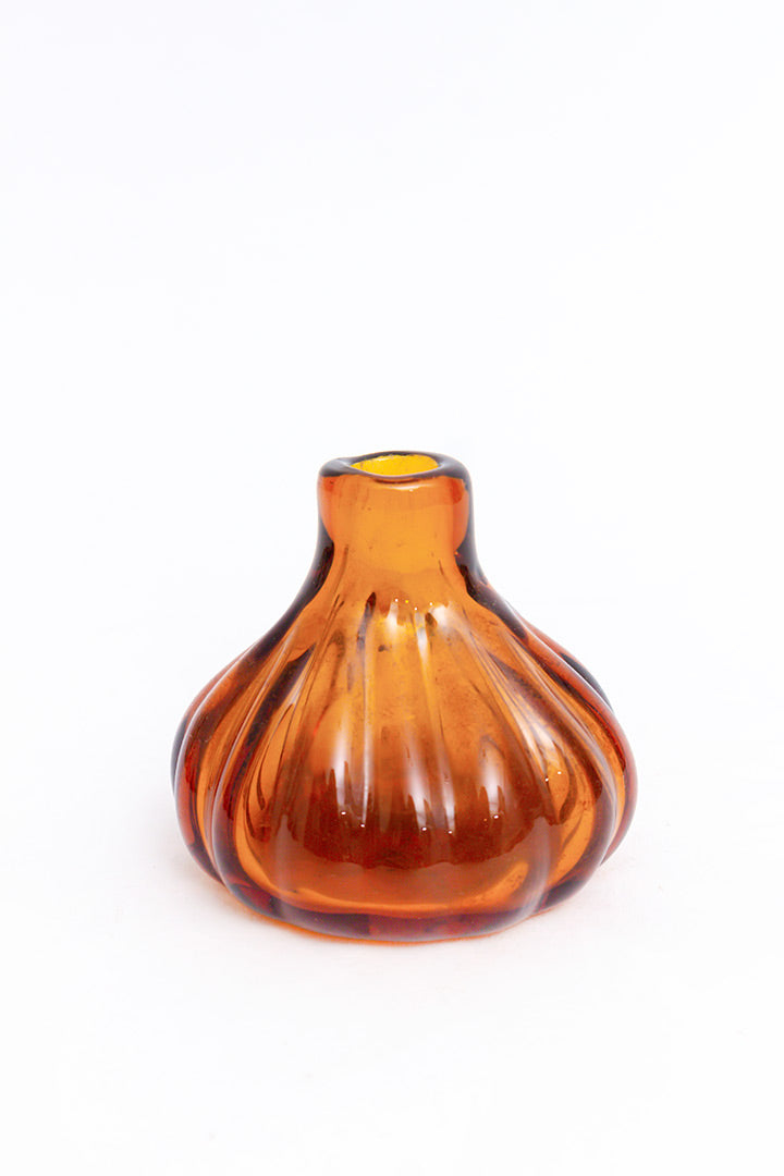 Antieke vaasjes amberkleurig glas set van 3