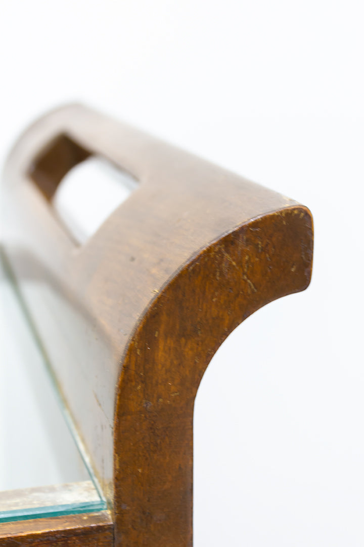 Art Deco serveerwagen van hout met glazen schuifdeuren antiek