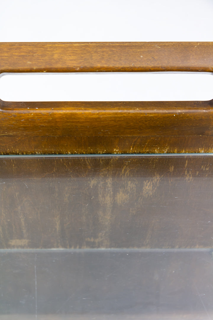 Art Deco serveerwagen van hout met glazen schuifdeuren antiek