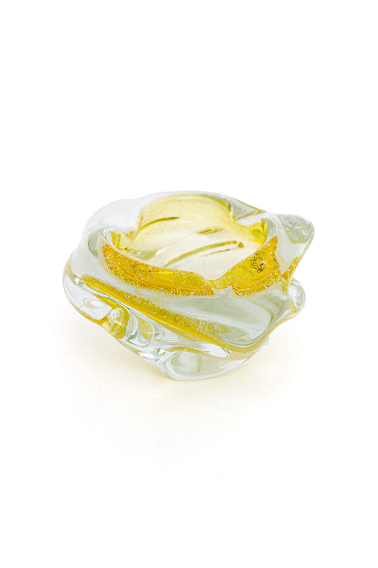 Asbak Murano glas geel vintage