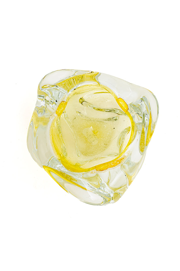 Asbak Murano glas geel vintage