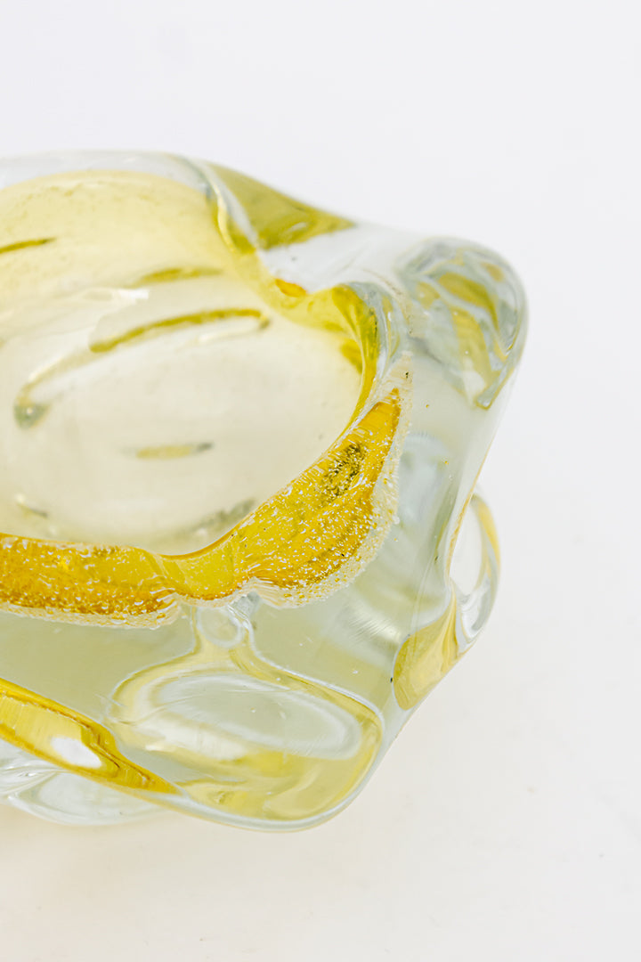 Asbak Murano glas geel vintage