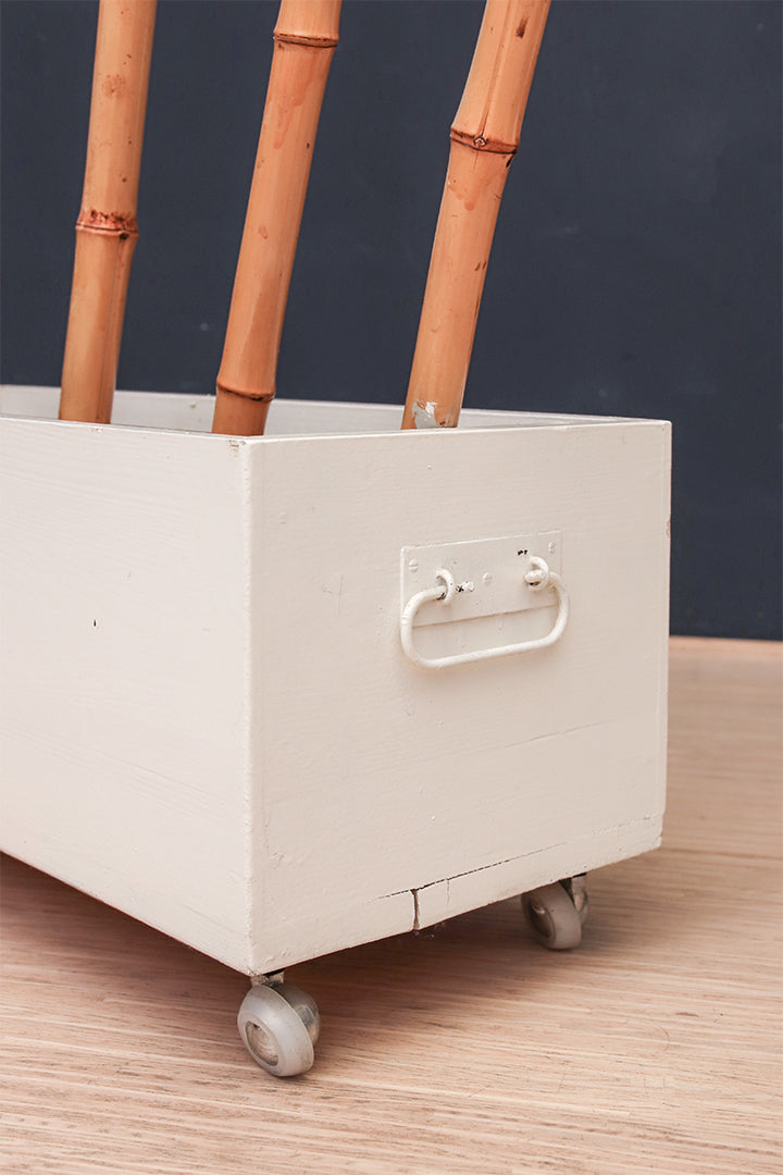 Bamboe roomdivider op wieltjes vintage jaren 60