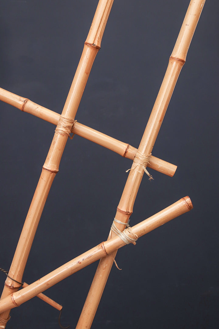 Bamboe roomdivider op wieltjes vintage jaren 60