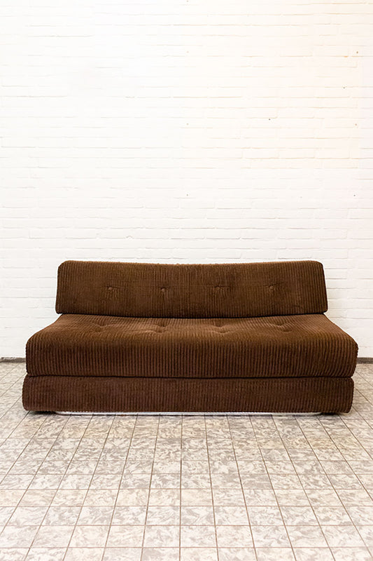 Vintage corduroy slaapbank jaren 70