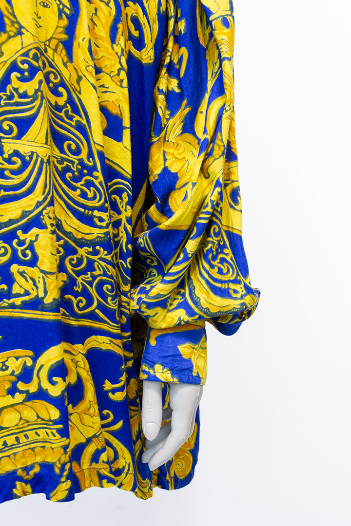 Barok blouse vintage blauw geel Jack Jones