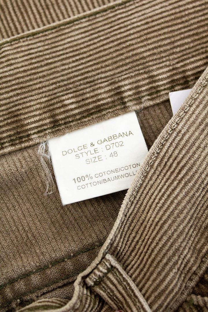 Y2K beige Dolce & Gabbana corduroy broek