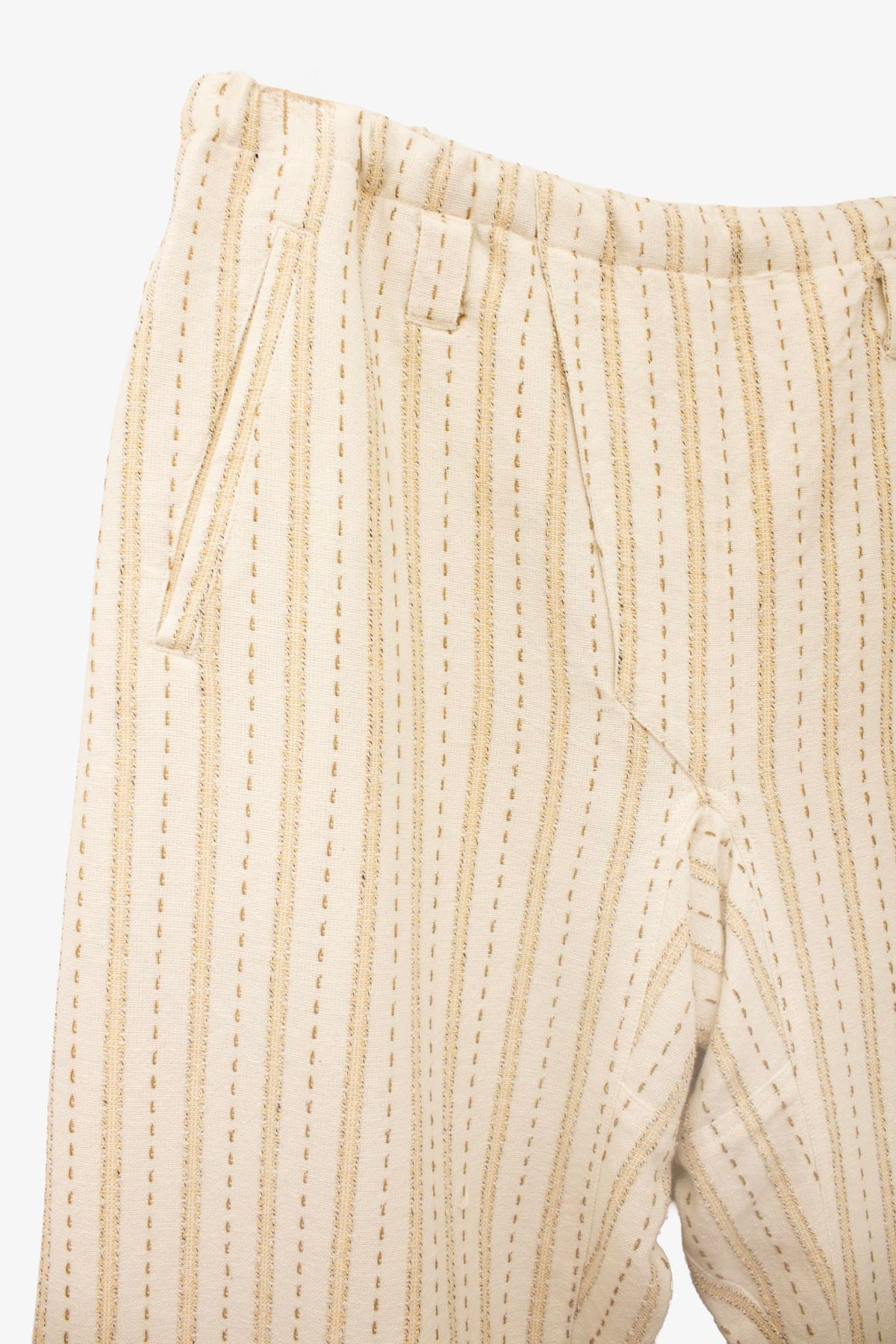 Beige gestreepte Y2K deadstock Hot Buttered 'Cuba' broek