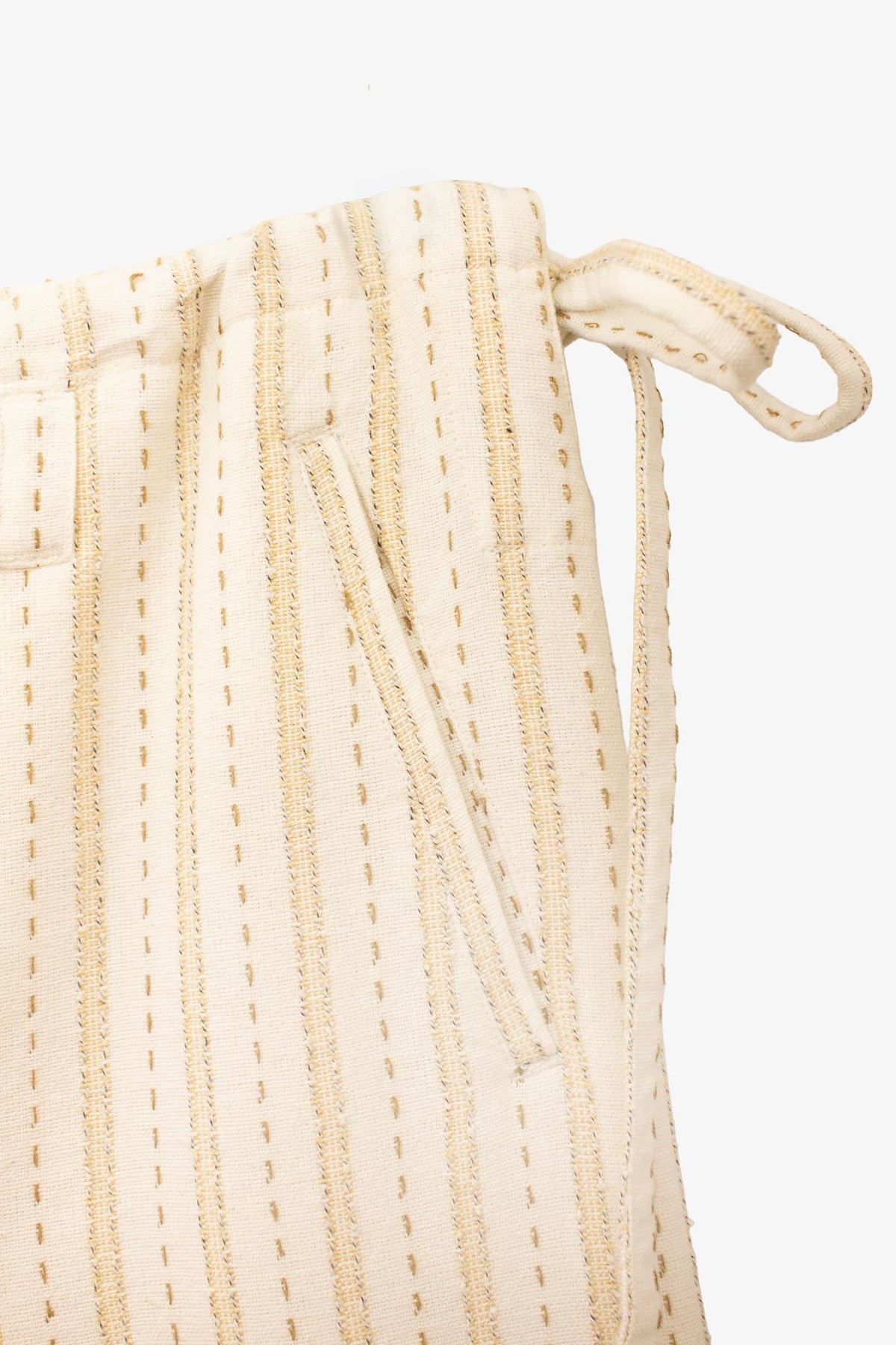 Beige gestreepte Y2K deadstock Hot Buttered 'Cuba' broek