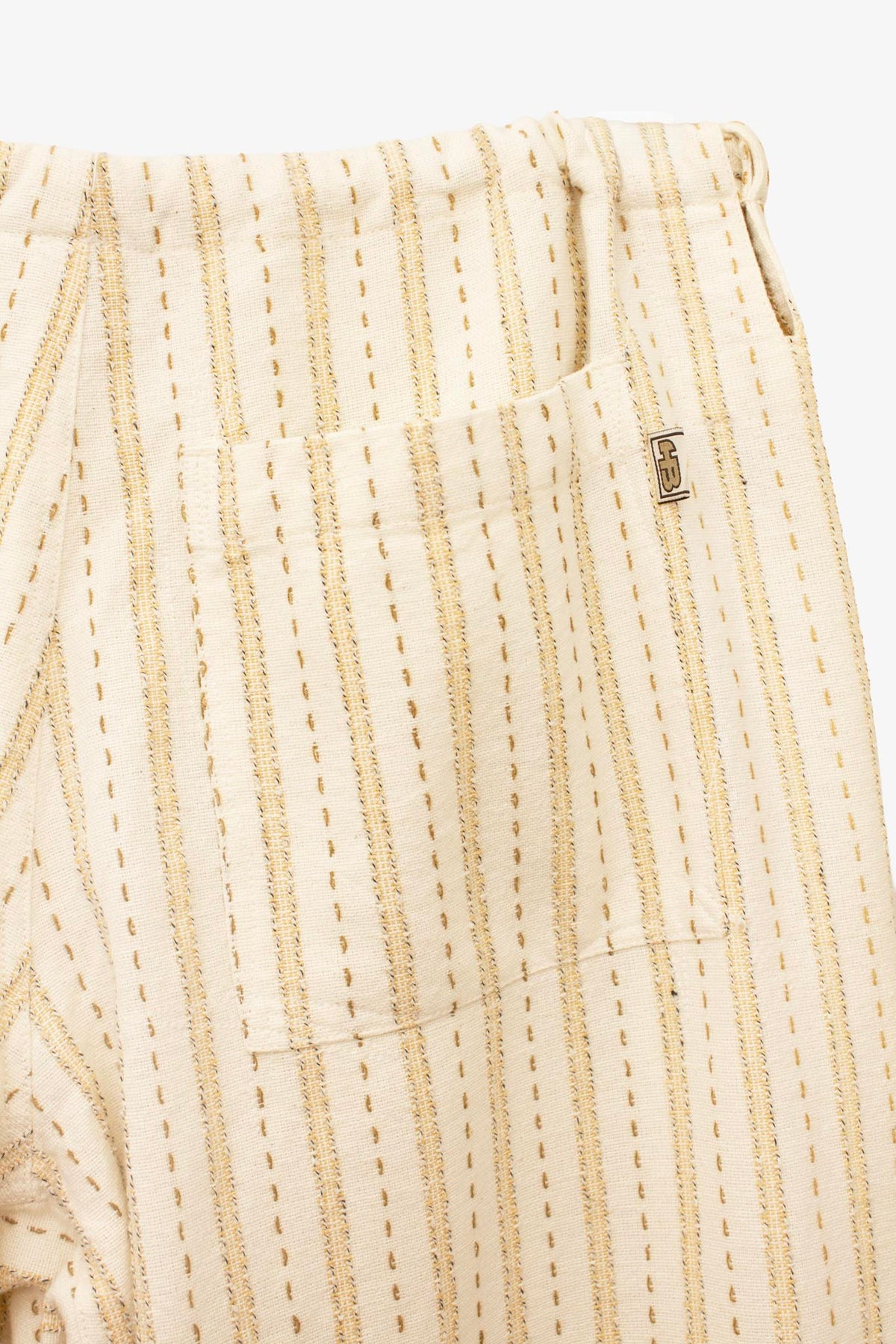 Beige gestreepte Y2K deadstock Hot Buttered 'Cuba' broek