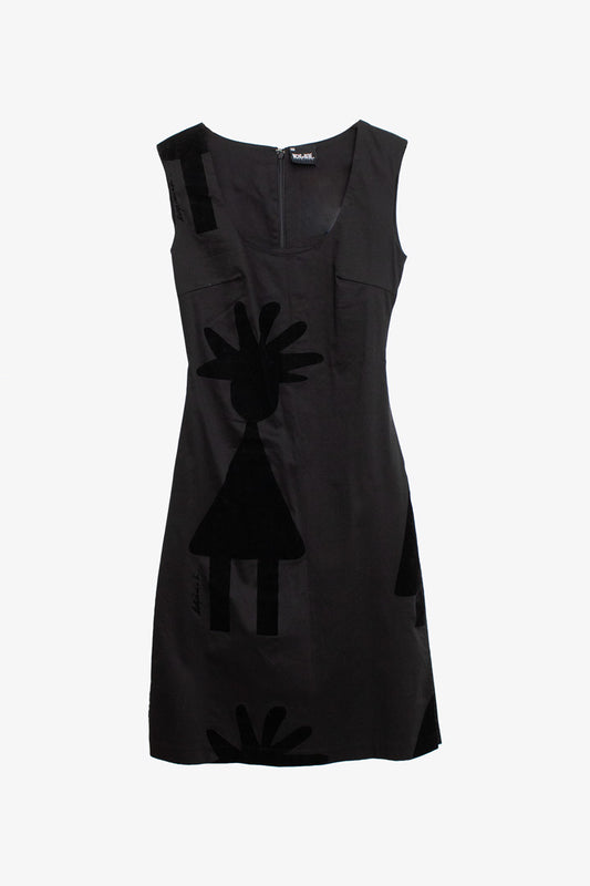 Biche de Bère zwarte jurk met flockprint