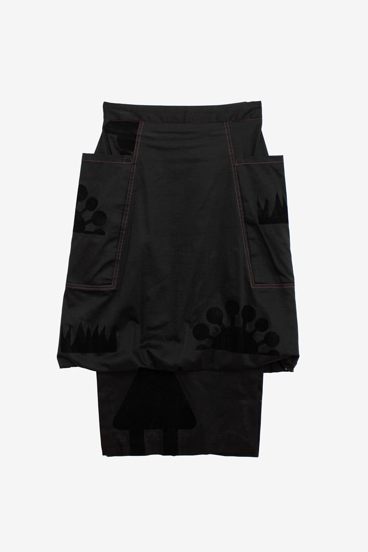 Biche de Bere zwarte rok met flockprint in 2 lagen
