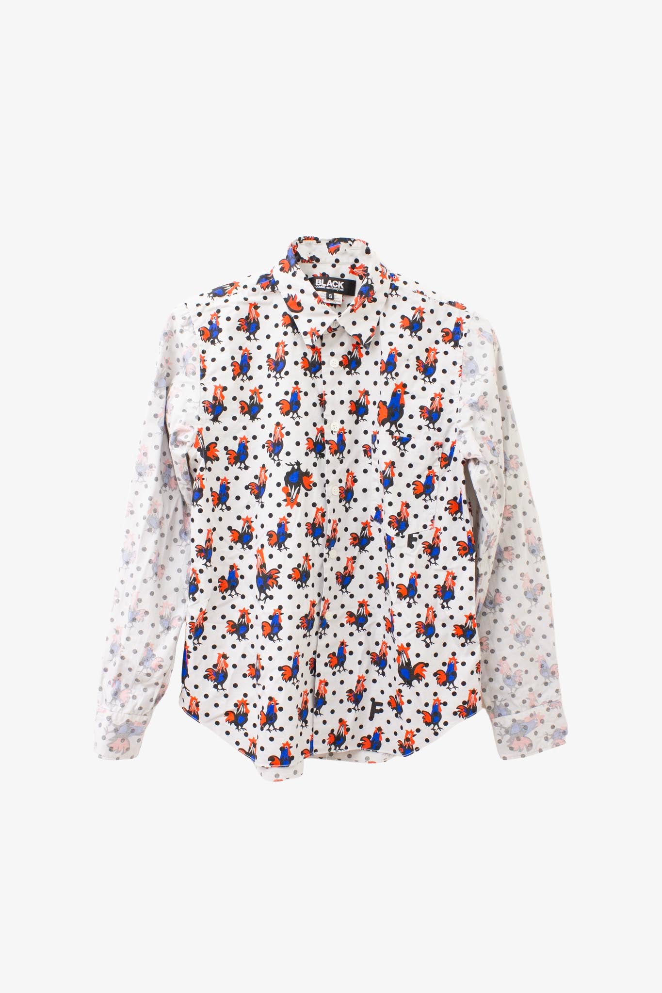 Comme des Garçons Black AD2013 katoenen hanen blouse met inside out mouwen