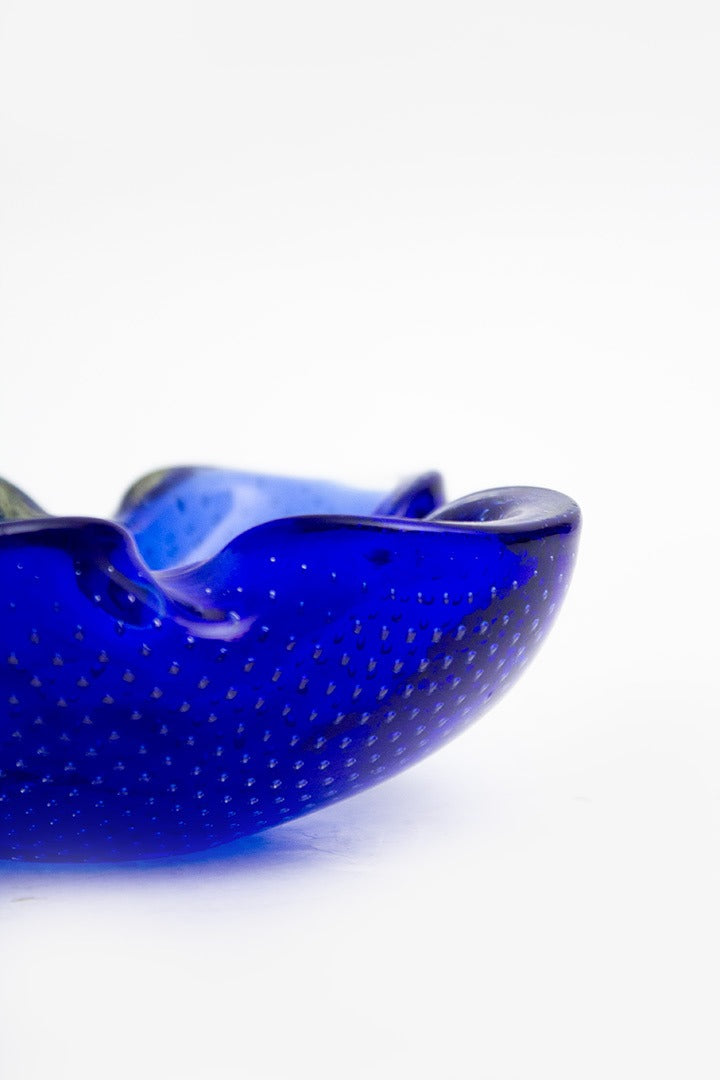 Blauw gegolfd Murano Bullicante asbak