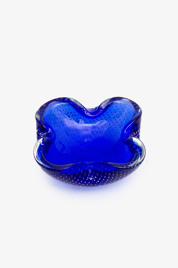 Blauw gegolfd Murano Bullicante asbak