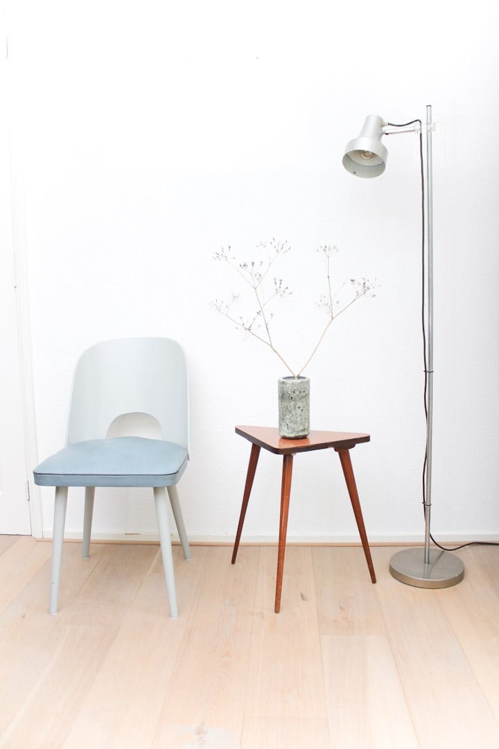 Blauw / grijze Oswald Haerdtl voor Thonet stoel