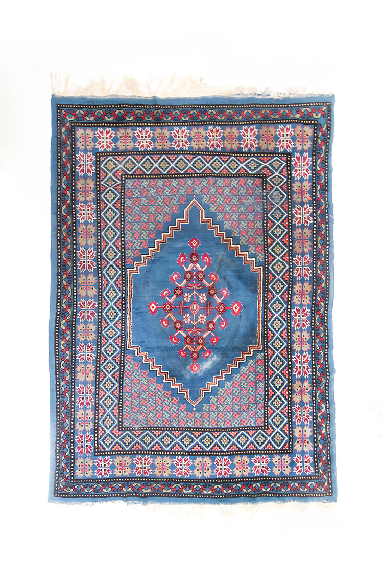 Blauw vintage vloerkleed met Perzisch patroon 293 x 213 cm