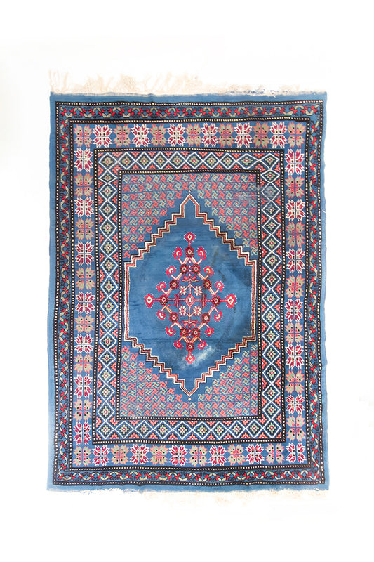 Blauw vintage vloerkleed met Perzisch patroon 293 x 213 cm