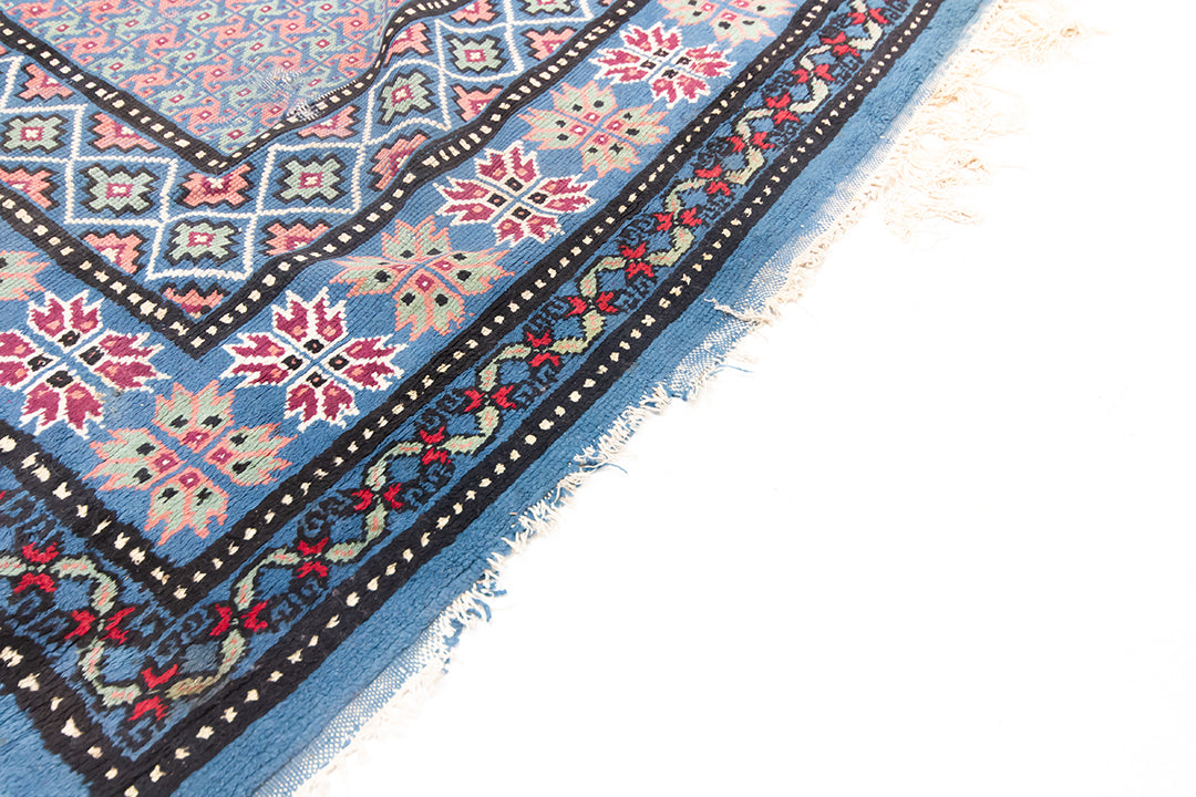 Blauw vintage vloerkleed met Perzisch patroon 293 x 213 cm