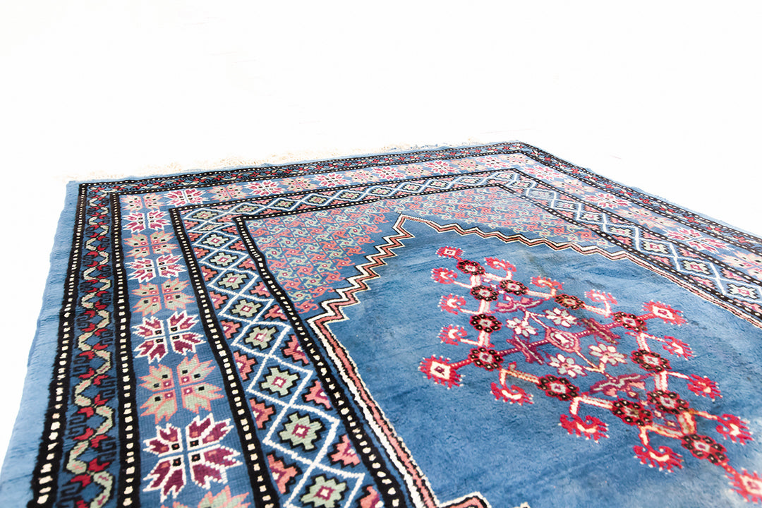 Blauw vintage vloerkleed met Perzisch patroon 293 x 213 cm