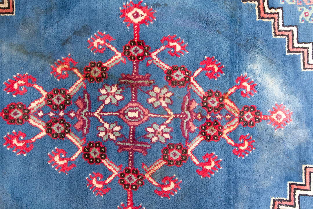 Blauw vintage vloerkleed met Perzisch patroon 293 x 213 cm