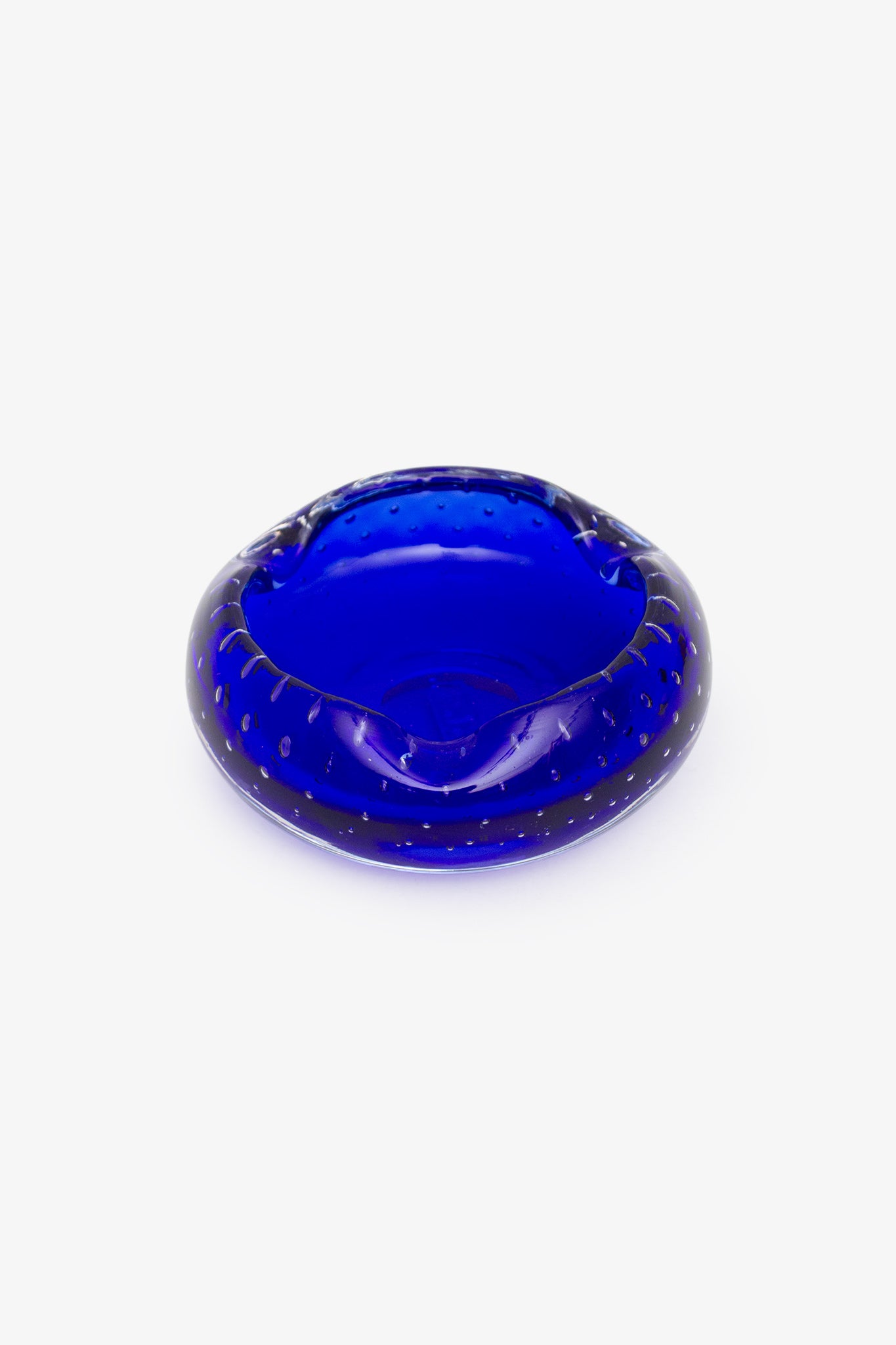 Kobaltblauwe Murano bullicante rond asbak/ schaaltje