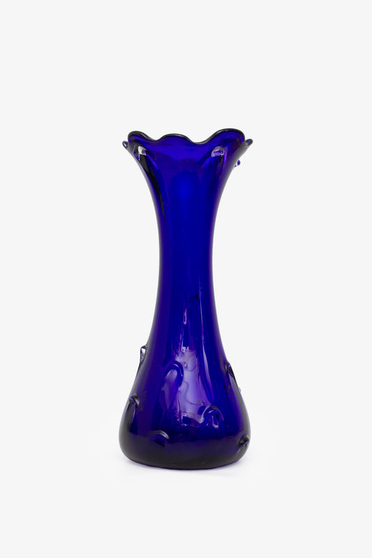 Blauwe Murano glazen kelk vaas 