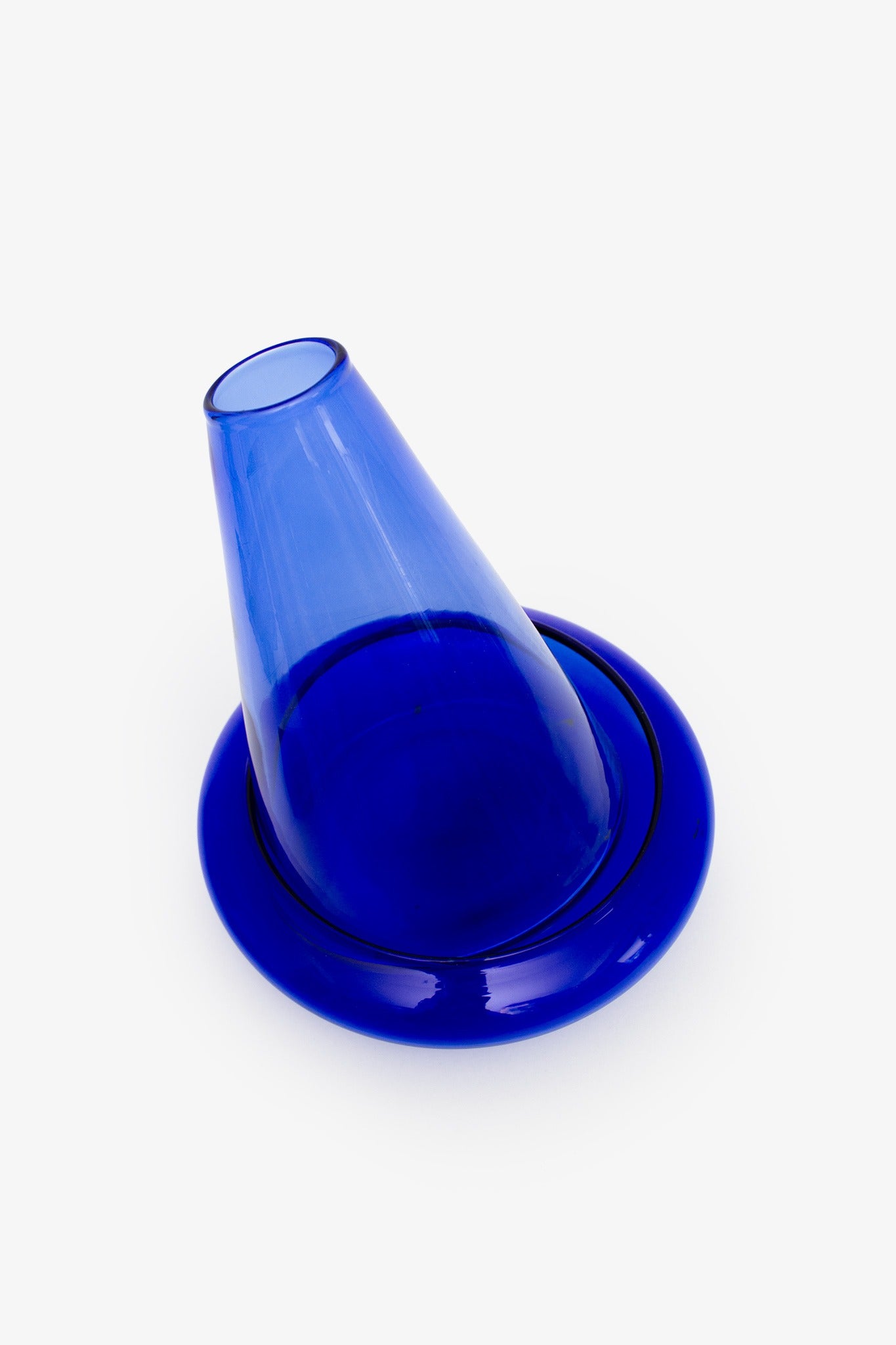 Blauwe glazen 2-delige wobbly decanteer karaf