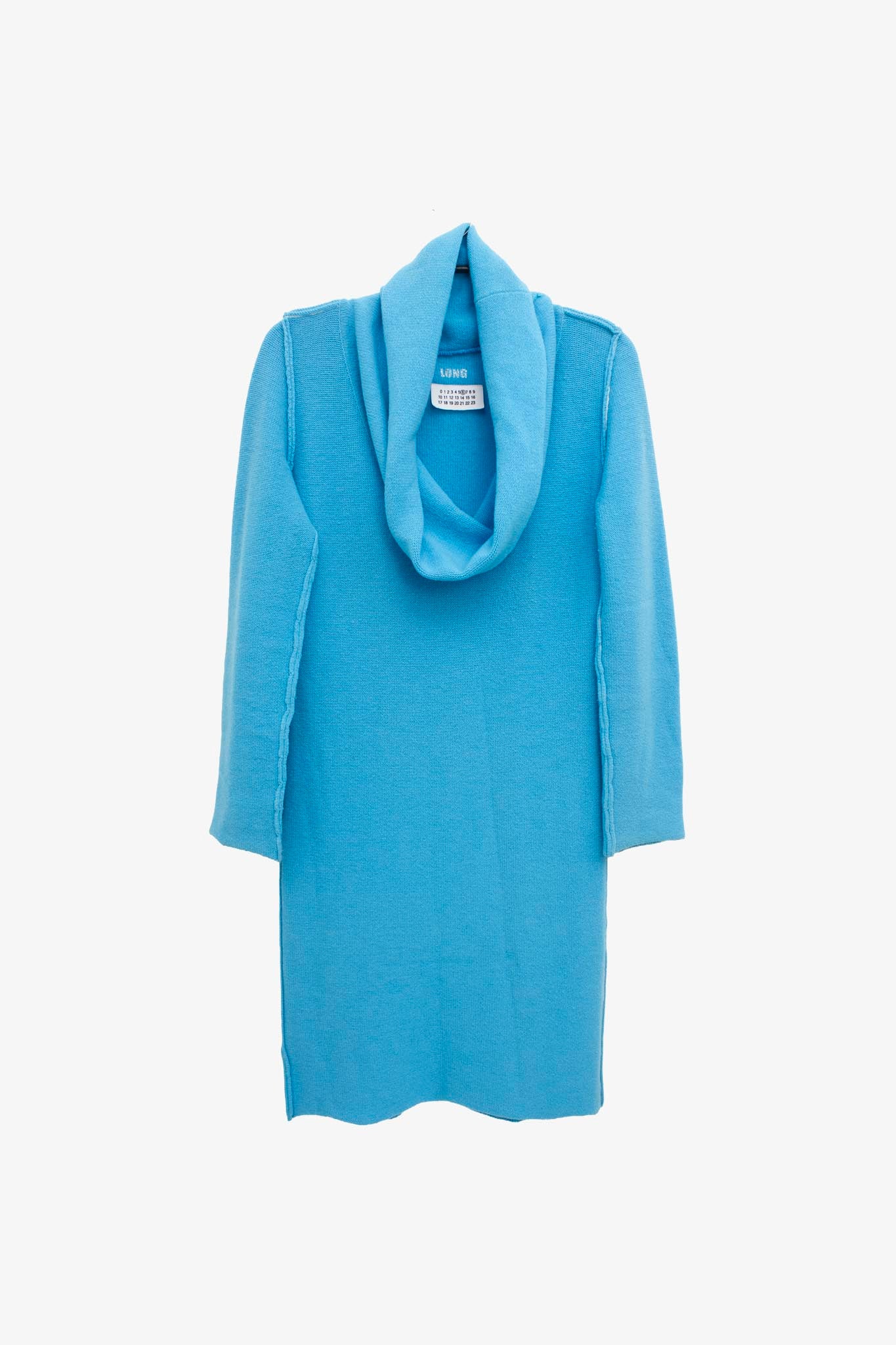 Blauw wol gebreide Margiela trui-jurk MM6 FW04