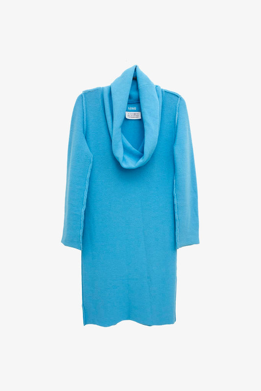 Blauw wol gebreide Margiela trui-jurk MM6 FW04