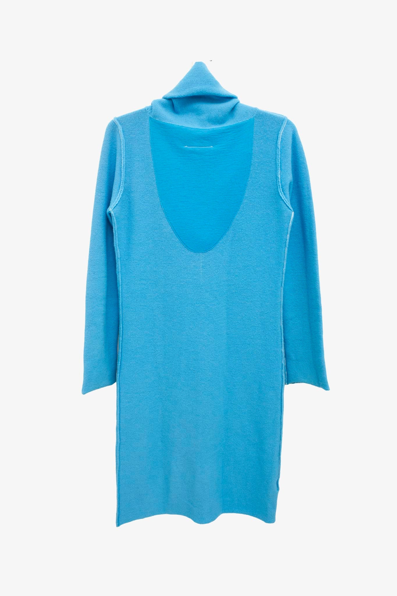 Blauw wol gebreide Margiela trui-jurk MM6 FW04