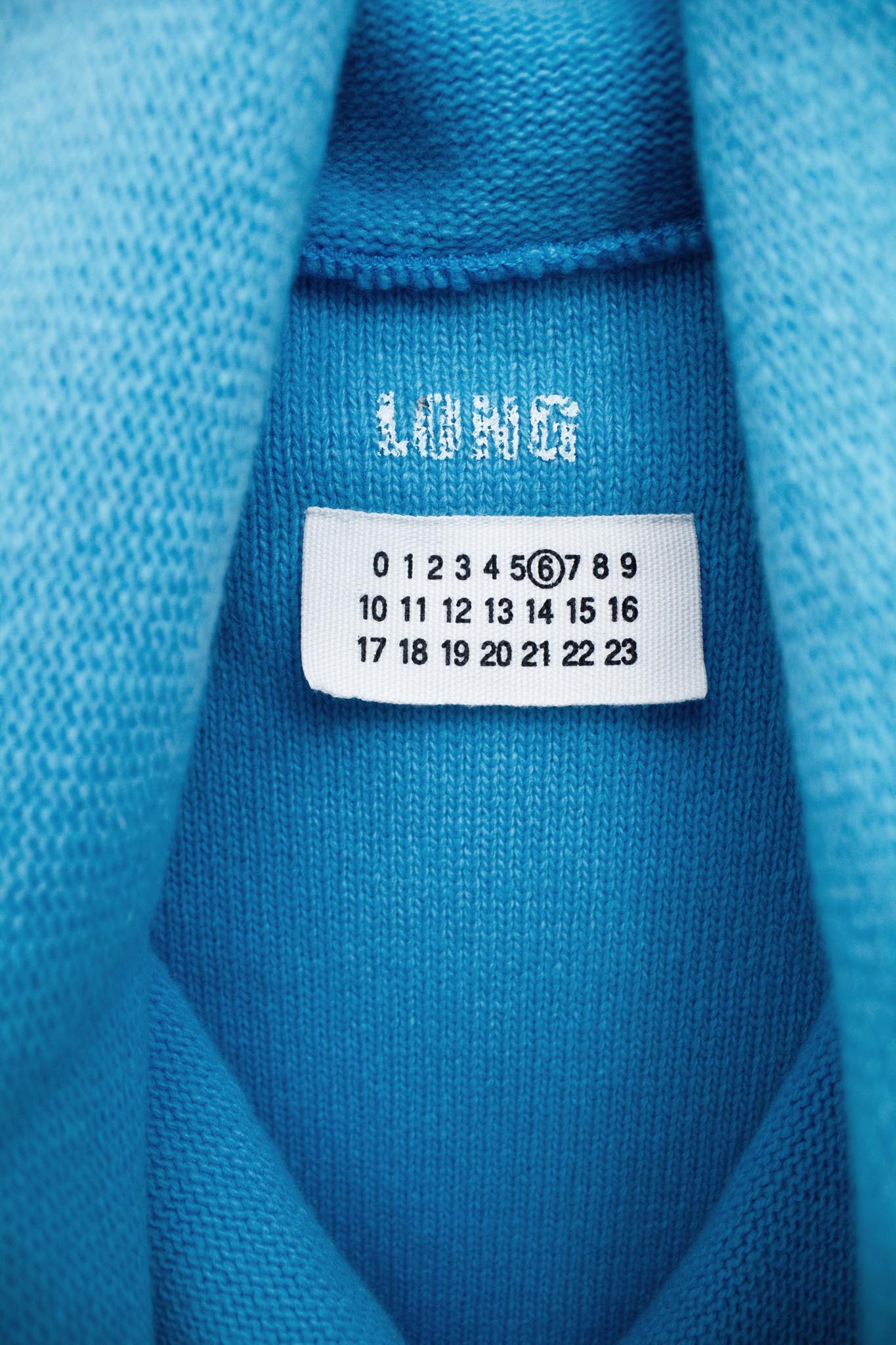 Blauw wol gebreide Margiela trui-jurk MM6 FW04