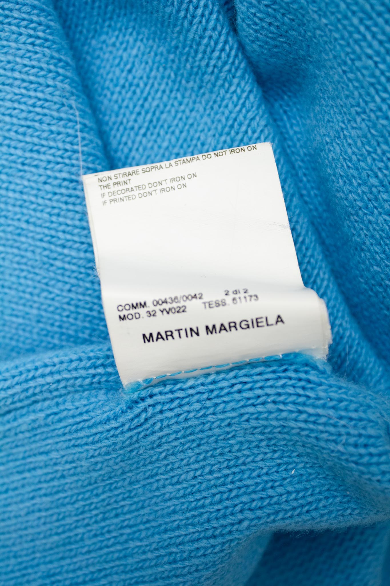 Blauw wol gebreide Margiela trui-jurk MM6 FW04