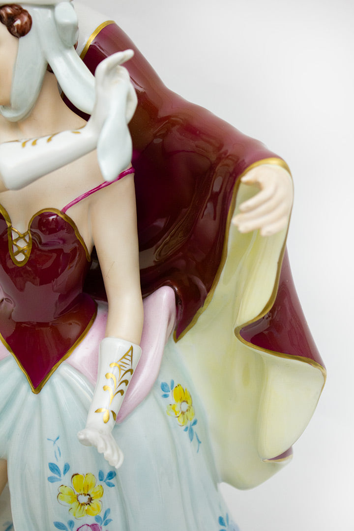 Bohemia Royal Dux porseleinen beeld Harlequin & Columbine Tsjechië