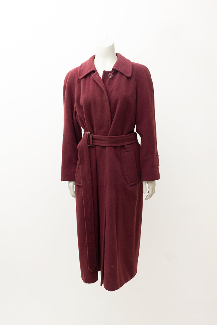 Bordeauxrode vintage wollen jas Aquascutum