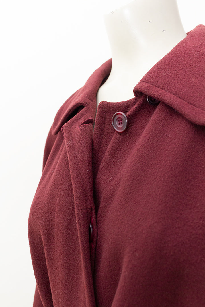 Bordeauxrode vintage wollen jas Aquascutum