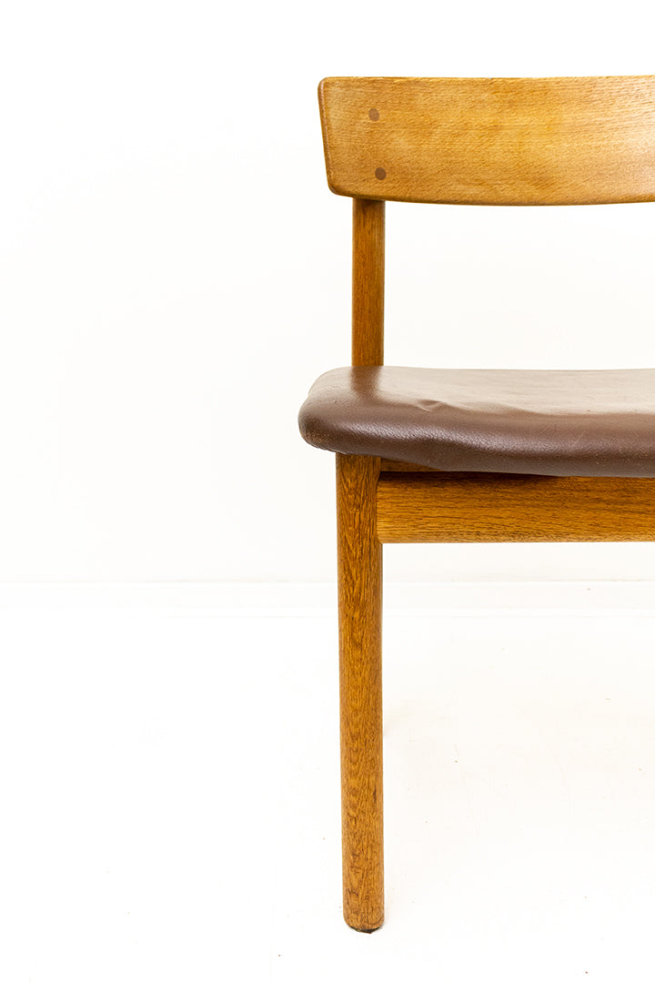 Børge Mogensen BM3236 houten stoel met leren bekleding 1956