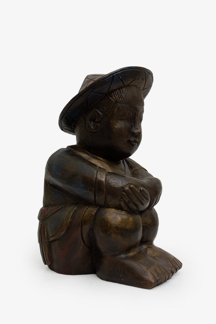 Brons-look handbewerkt houten Aziatisch beeld 