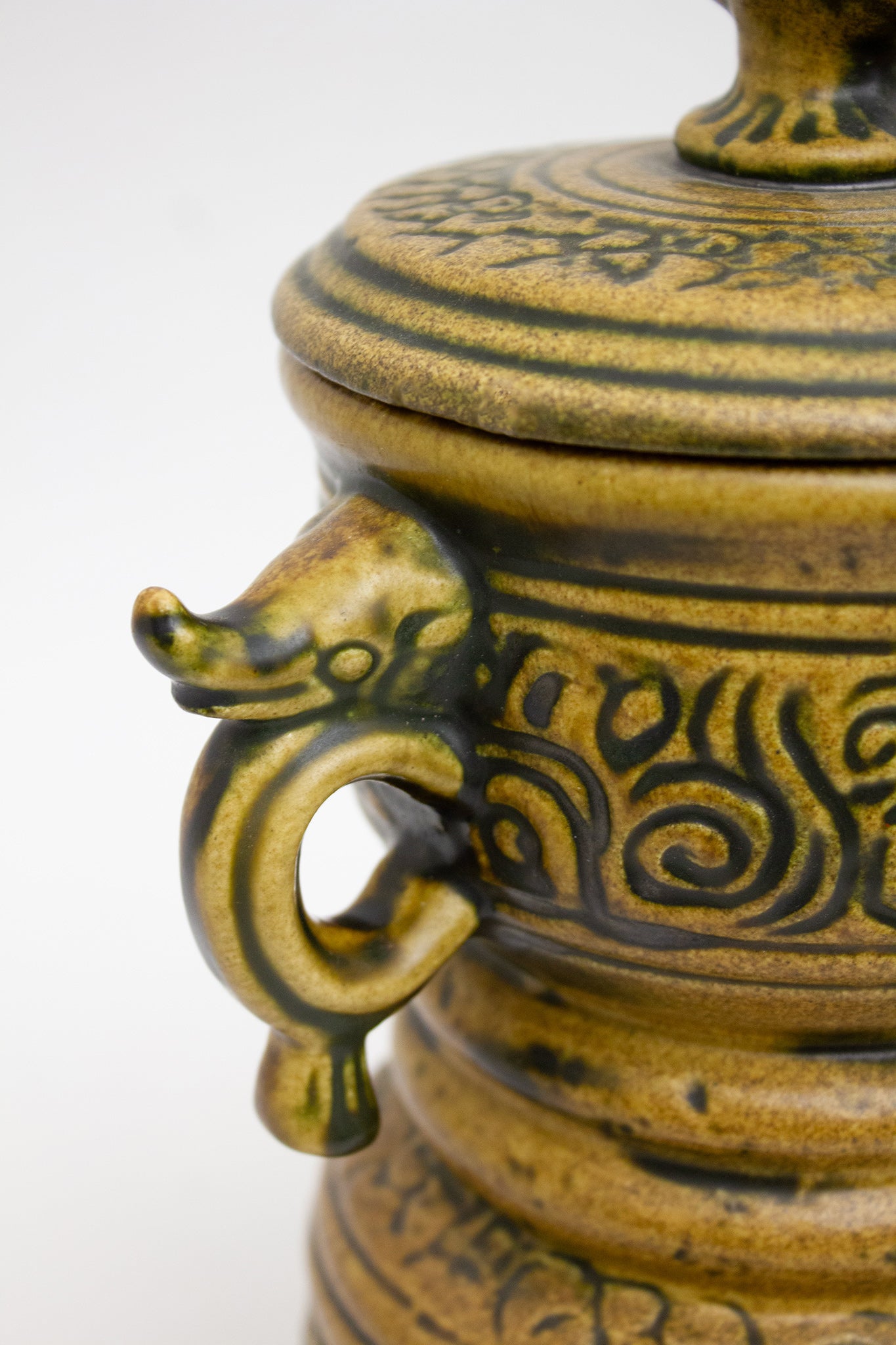 Bruine 70’s Jasba urn/ pot met deksel 5065-21