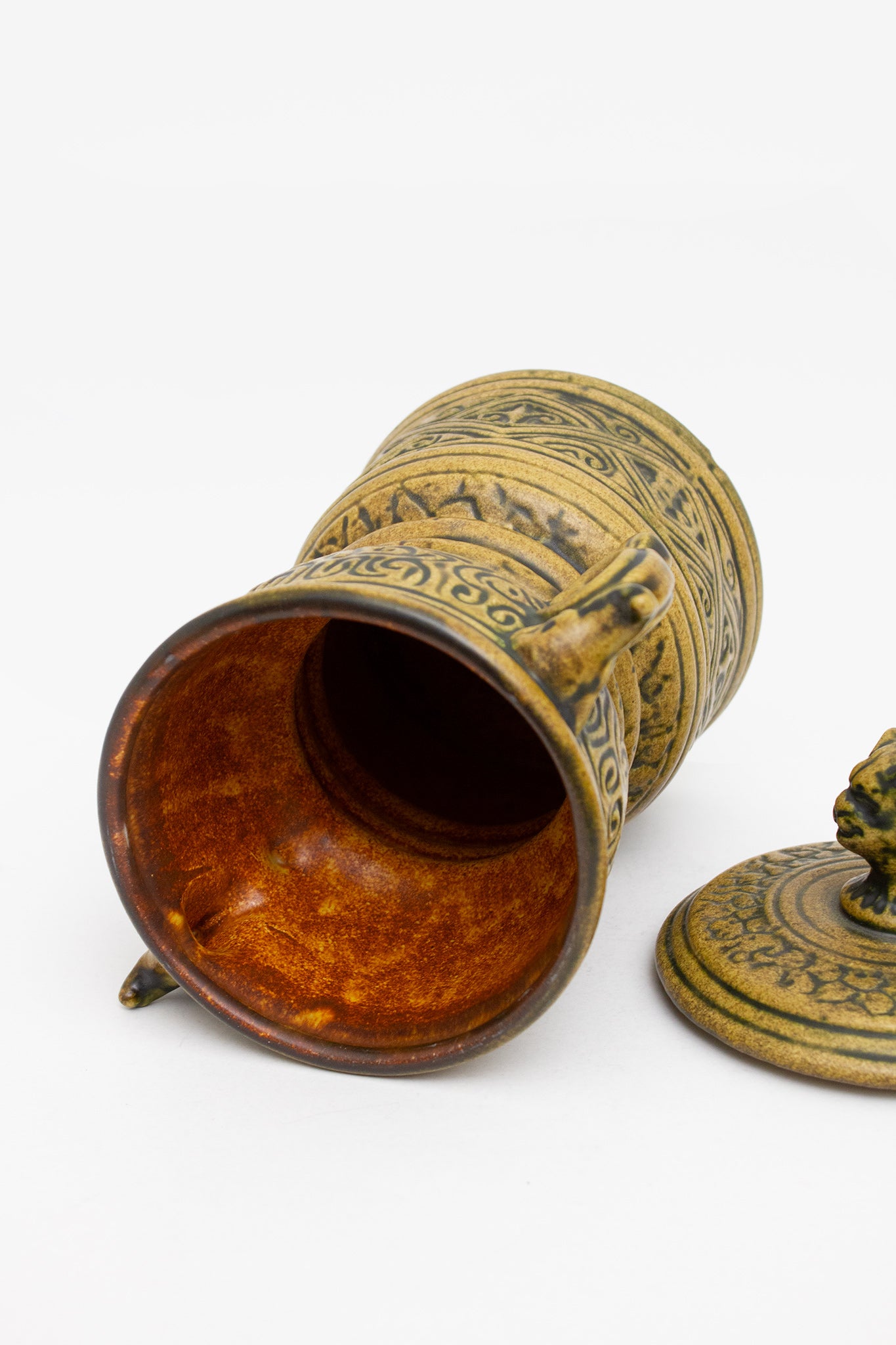 Bruine 70’s Jasba pot met deksel 5065-21