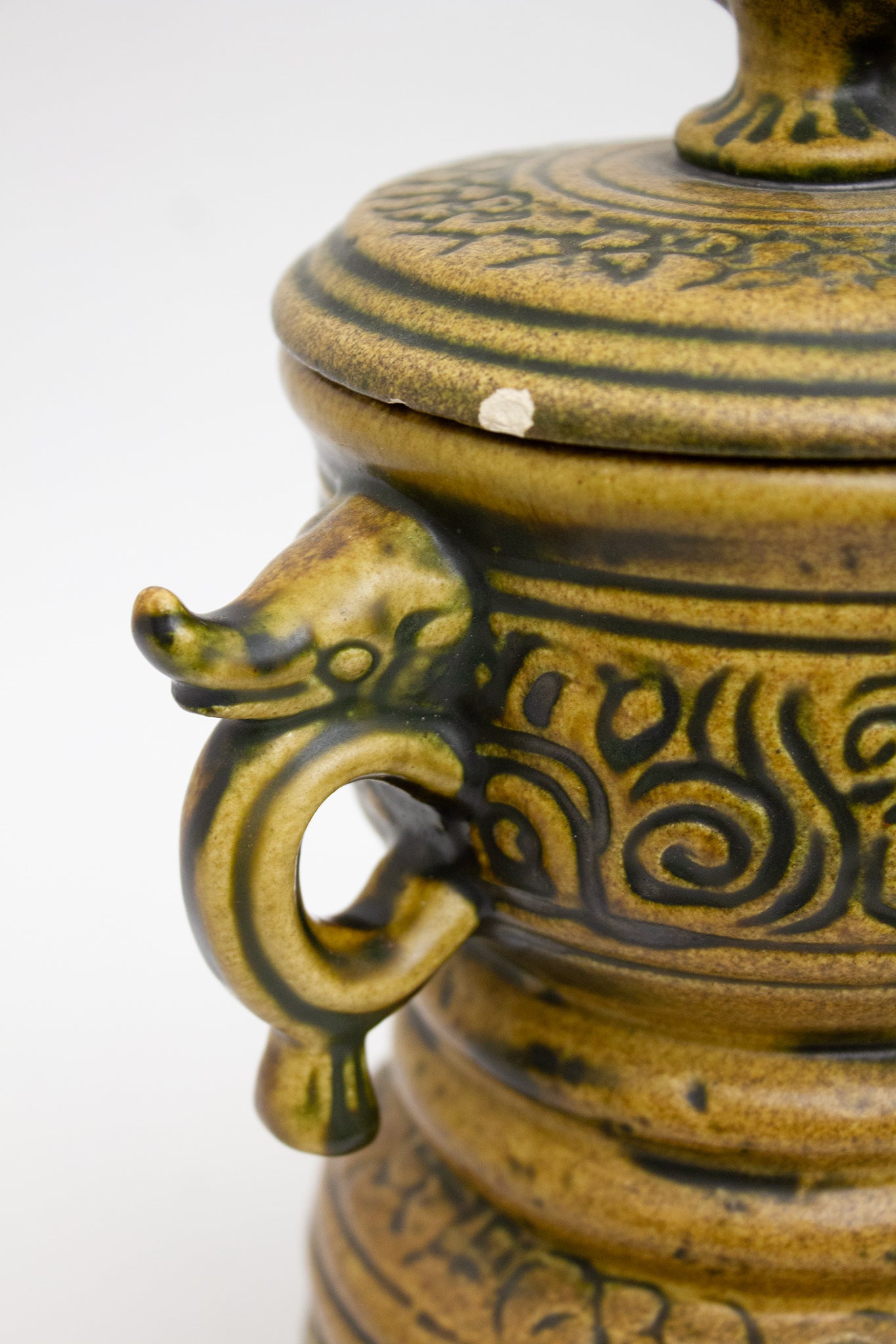 Bruine 70’s Jasba pot met deksel 5065-21