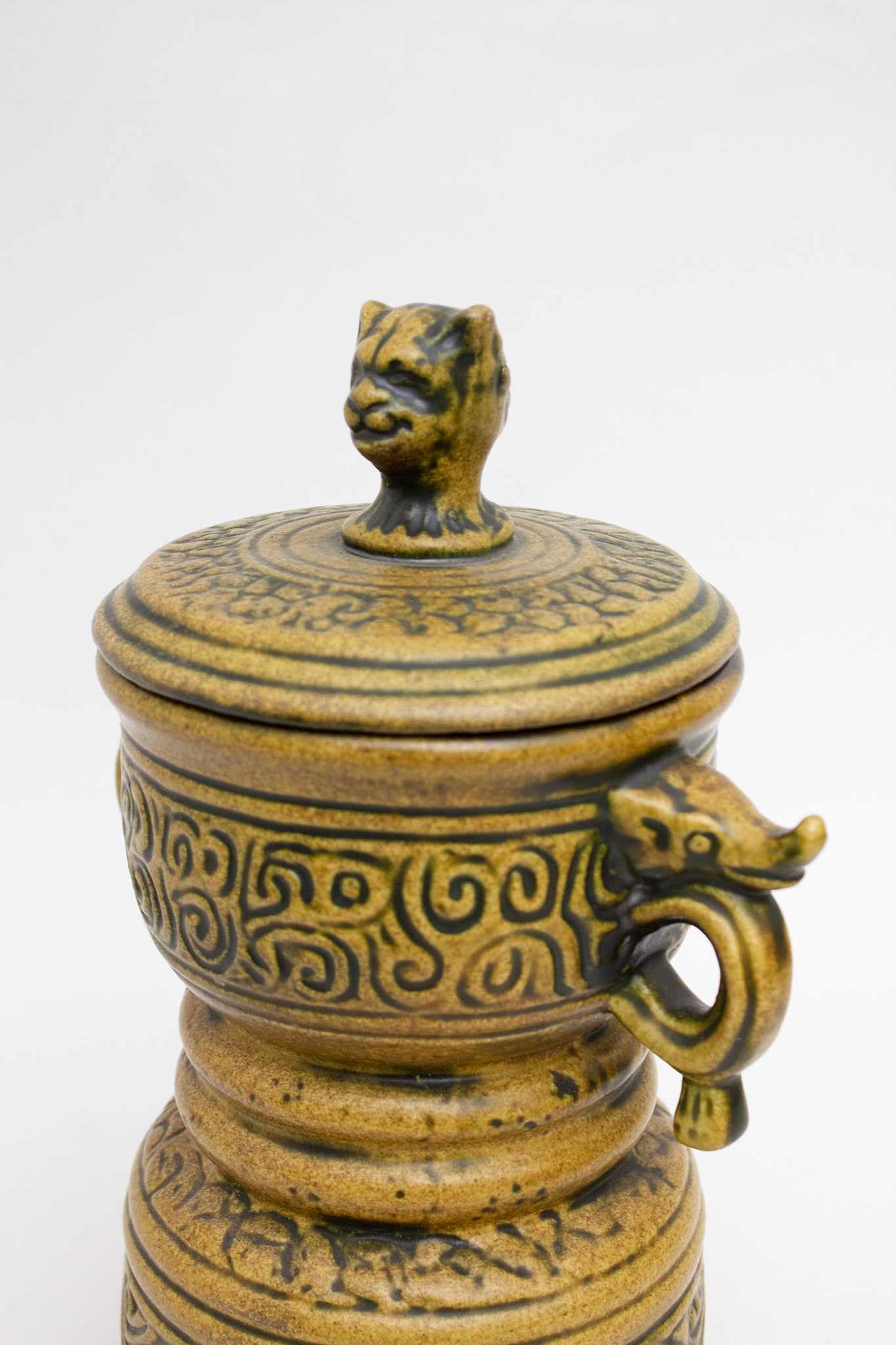 Bruine 70’s Jasba pot met deksel 5065-21