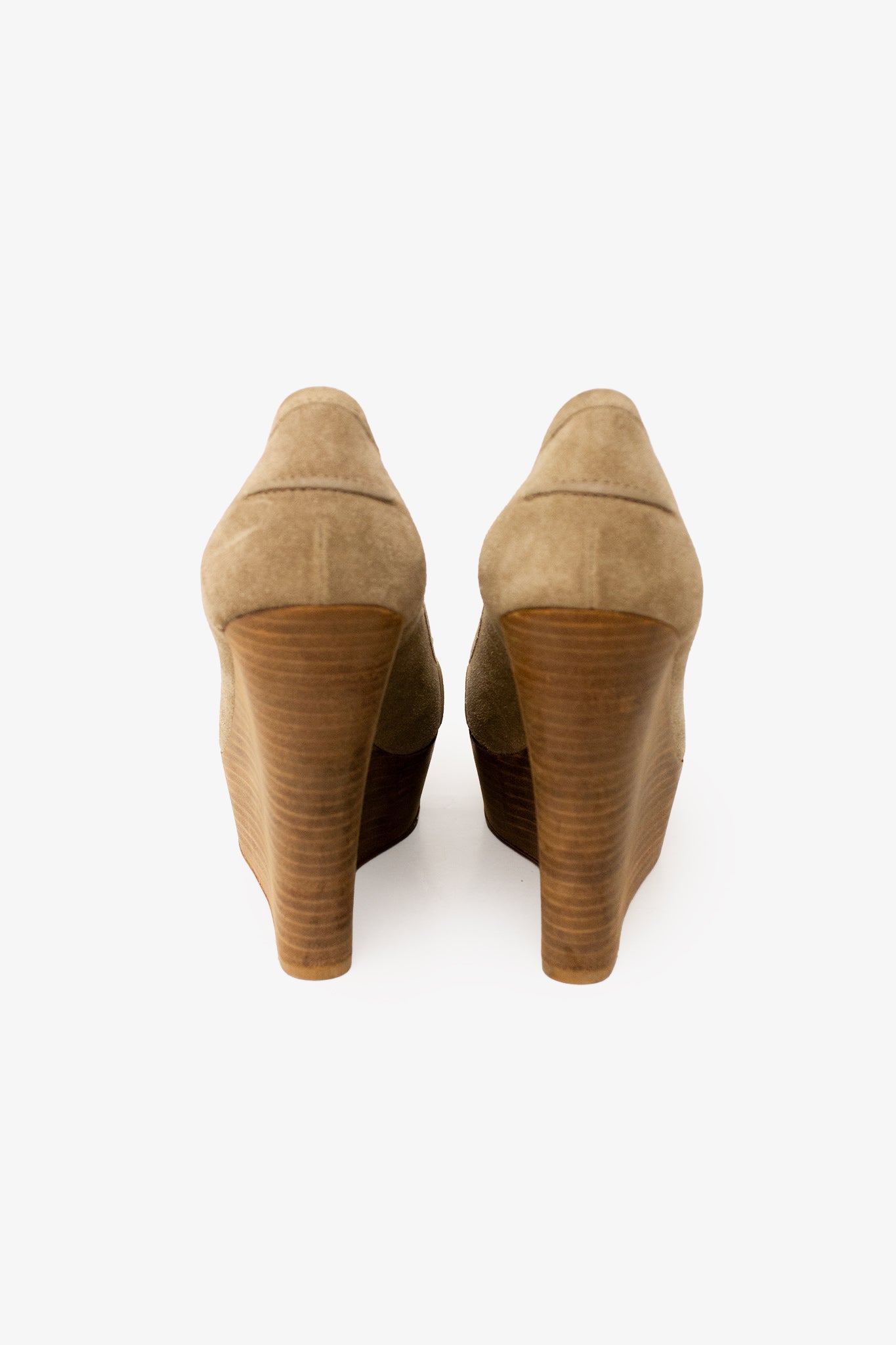 Bruine Suède Gucci wedges met goudkleurige gesp