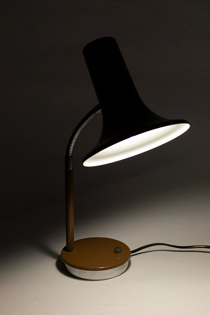 Bruine vintage bureaulamp trompet