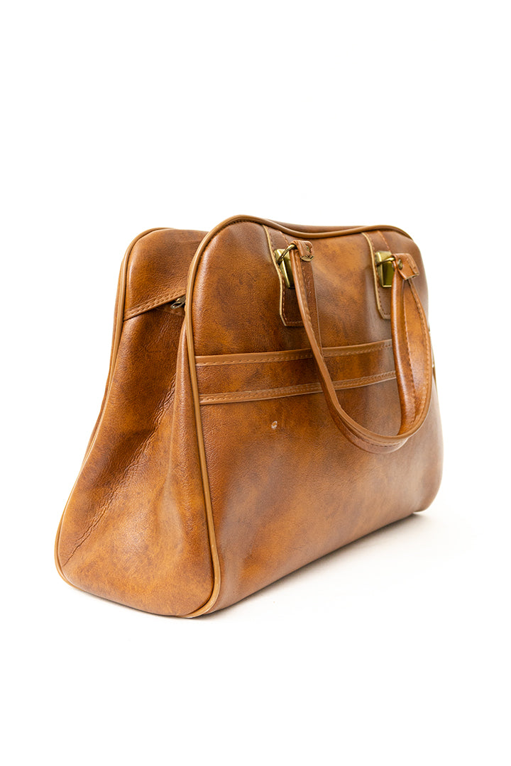 Bruine vintage handtas van skai-leer